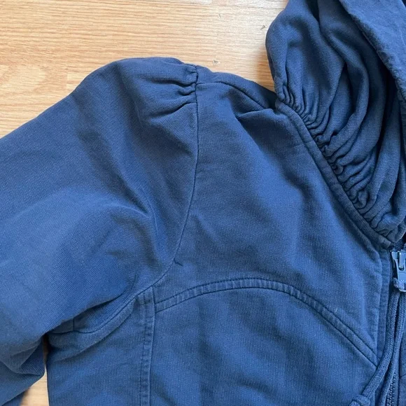 Prairie Underground zip up navy hood tunic organic cotton XL long cloak pockets - Picture 3 of 9